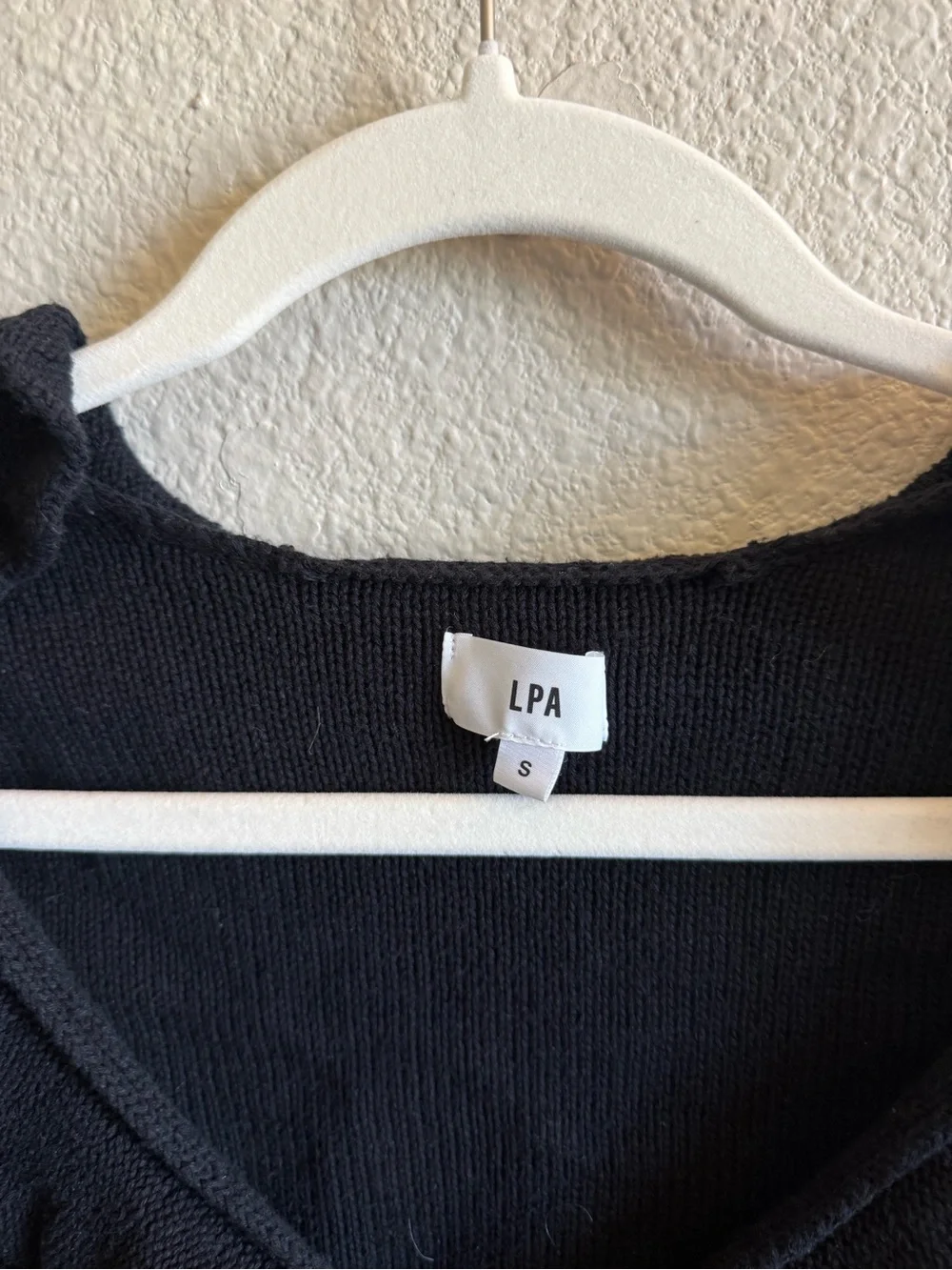 LPA Black Ruffle Sweater Cardigan Cotton and Silk Blend Button Front Size Small - Picture 5 of 8